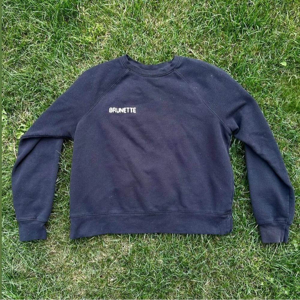 Brunette The Label Black Embroidered Women’s Crewneck Pullover Sweater